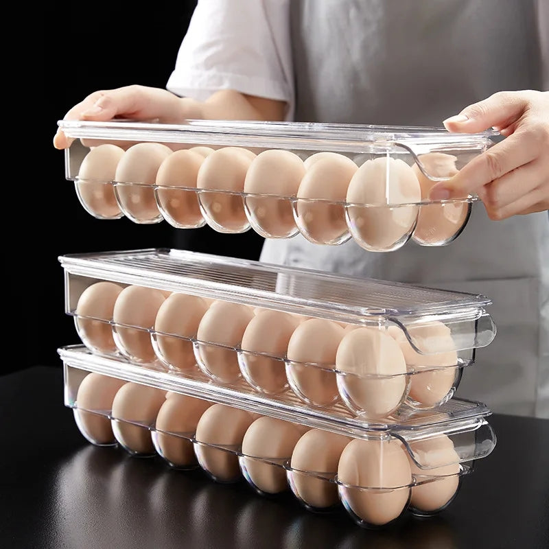 MULTIPLE GRIDS EGG STORAGE BOX WITH LID